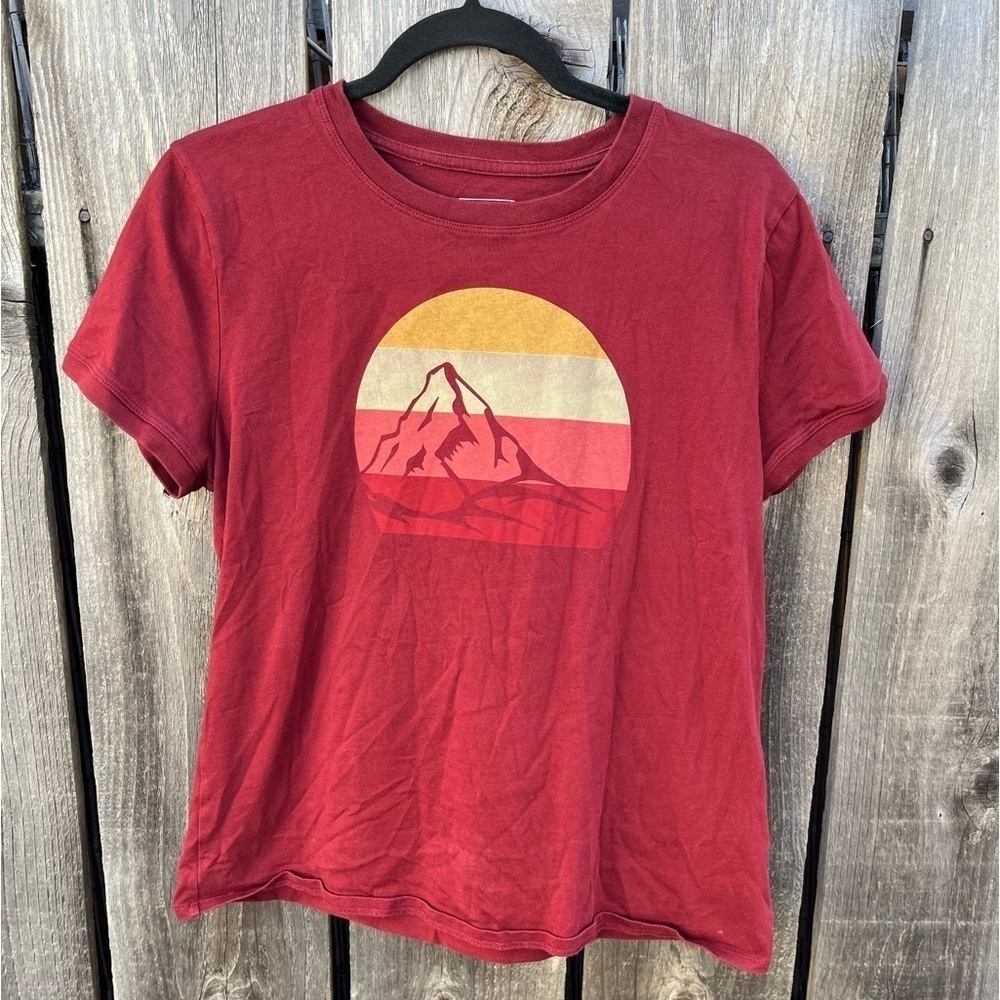 Women's Pendleton T-Shirt Maroon Mountain L Crew Hike Portland Outdoor Heritage
